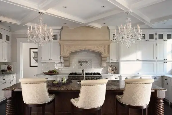 Two chandeliers in the kitchen