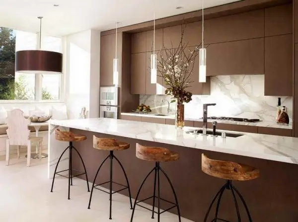 Lighting in the kitchen with a bar