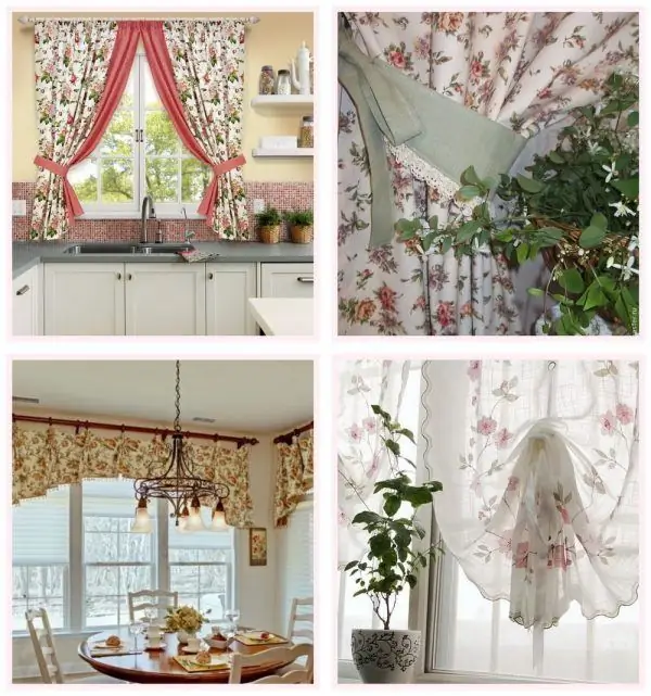 Kitchen curtains in shabby chic design