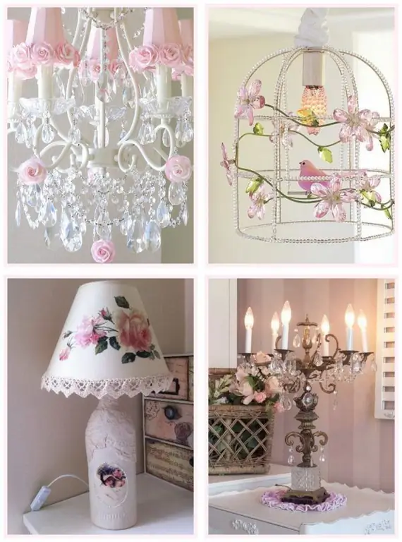 Shabby chic խոհանոցի լուսատուների տեսակները