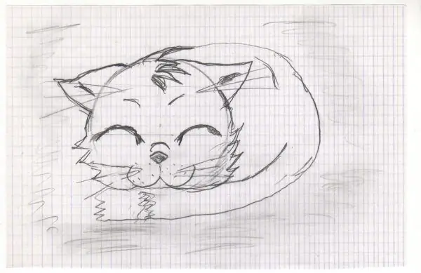 Dibujo de autor de un gato dormido