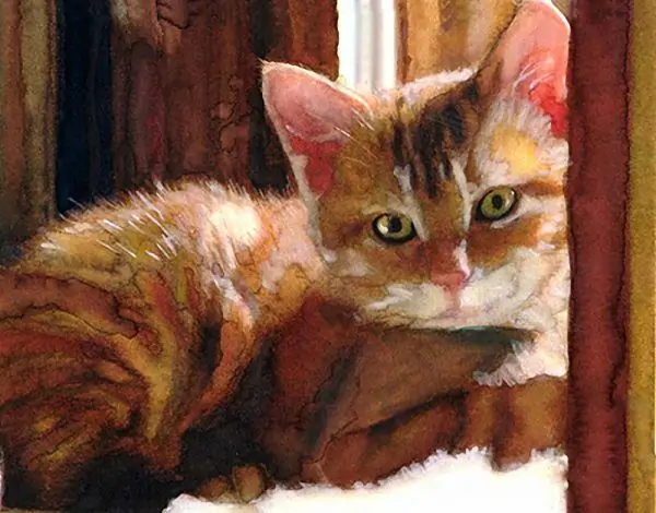 Dessin de chat à l'aquarelle