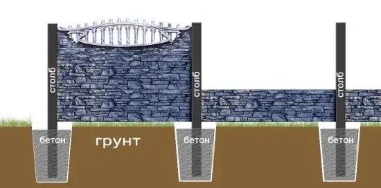 Postes de valla hechos de bloques de hormigón