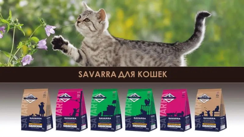 Makanan Kucing "Savar" (Savarra): Ulasan, Komposisi, Julat, Kebaikan Dan Keburukan, Ulasan Doktor Haiwan Dan Pemilik