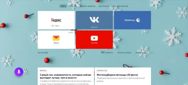 Chakula cha Zen kwenye kivinjari cha Yandex