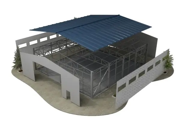 Hangar device na may bubong na gable