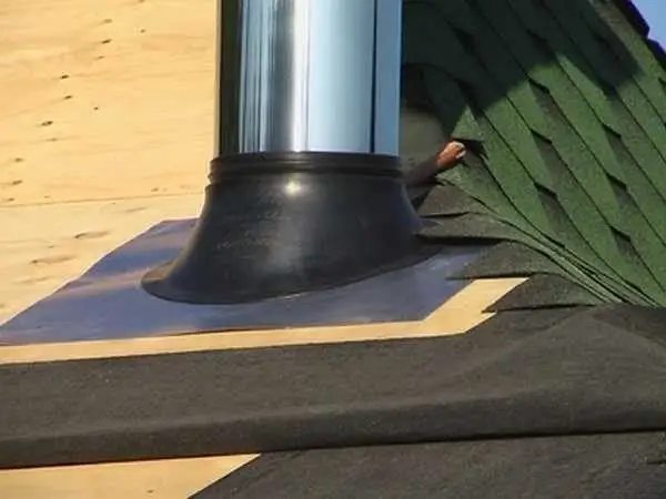 Chimney outlet through a soft roof