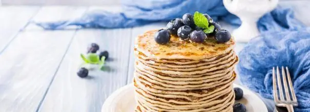 Stack of pancakes with berries