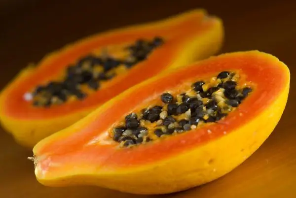 Ripe cut papaya