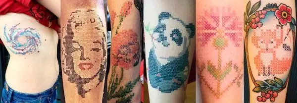 Examples of tattoo in the style of embroidery