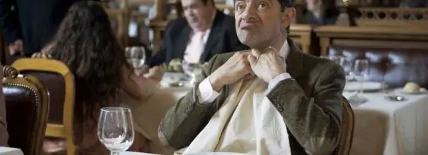 mr bean in a restaurant