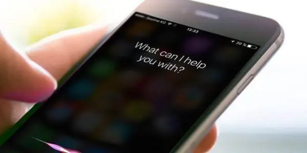 Siri-zin "Hoe kan ik u helpen" aan de telefoon