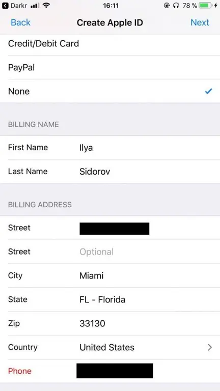 Registration of American Apple ID